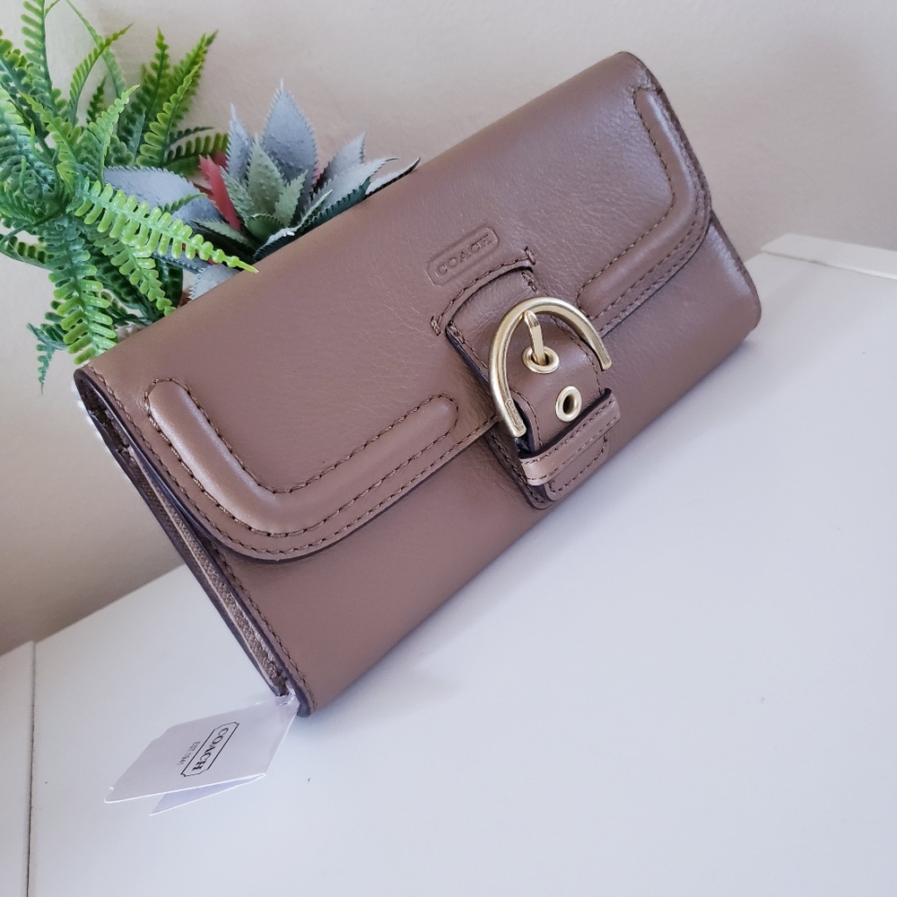 COACH NWT CAMPBELL LEATHER BUCKLE SLIM ENVELOPE Wallet